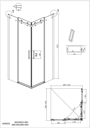 Душевой уголок Grossman Classic 300.K33.04.9090.10.00 90х90 стекло прозрачное профиль хром без поддона